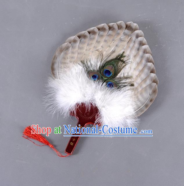 Traditional Chinese Crafts Folding Fan China Eagle Feather Little Fan Oriental Fan Zhuge Liang Fans