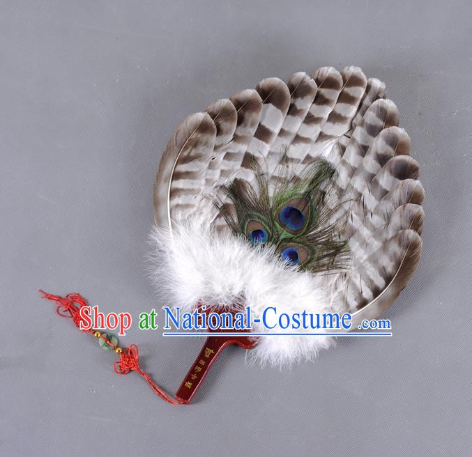 Traditional Chinese Crafts Folding Fan China Eagle Feather Fan Oriental Fan Zhuge Liang Fans