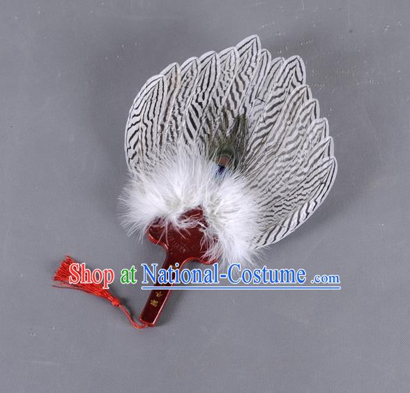 Traditional Chinese Crafts Folding Fan China Feather Fan Oriental Fan Zhuge Liang Fans