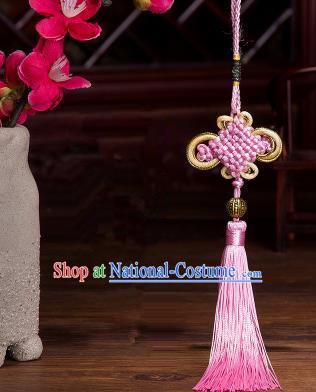 Traditional Chinese Fans Accessories Pendant Pink Tassel Chinese Knots Fans Pendant