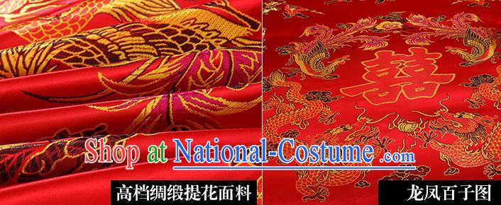 Traditional Chinese Style Wedding Bedding Article Embroidery Dragon and Phoenix Sheet and Duvet Cover Red Textile Bedding Suit