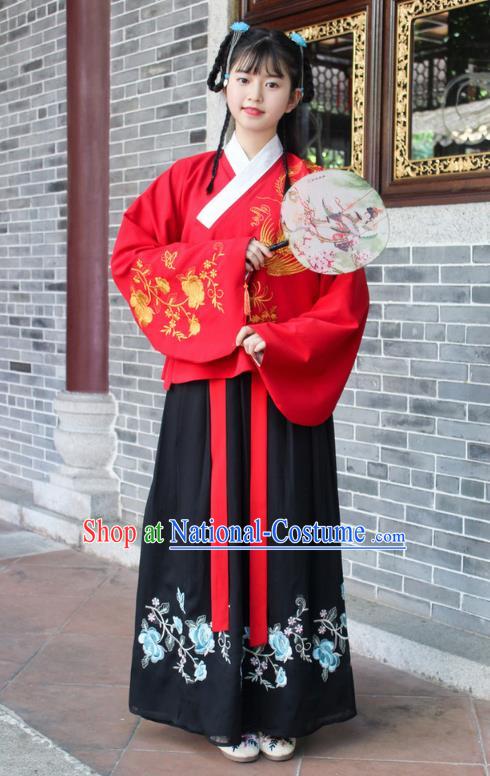 Traditional Chinese Ancient Ming Dynasty Palace Princess Hanfu Embroidered Costume for Women