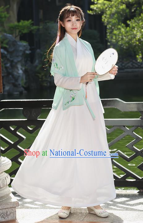 Traditional Chinese Ancient Song Dynasty Young Lady Hanfu Embroidered Costume for Women