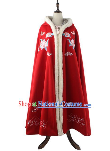 Traditional Chinese Ancient Ming Dynasty Princess Palace Lady Hanfu Costume Embroidered Cloak for Women