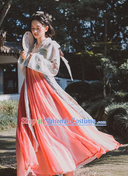 Traditional Chinese Tang Dynasty Palace Lady Costume, China Ancient Princess Hanfu Embroidered Clothing for Women