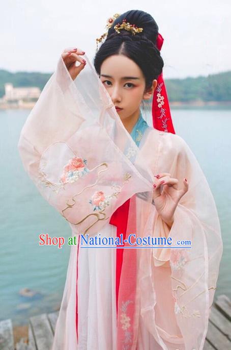 Traditional Chinese Tang Dynasty Imperial Concubine Dress Ancient Palace Lady Hanfu Embroidered Costume for Women