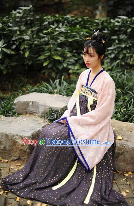 Traditional Chinese Tang Dynasty Court Maid Dress Clothing Ancient Princess Hanfu Embroidered Costume for Women