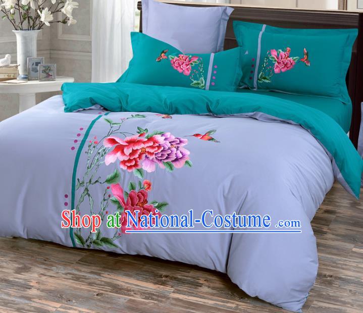 Traditional Chinese Style Wedding Bedding Article Embroidery Dragon and Phoenix Sheet and Duvet Cover Red Textile Bedding Suit