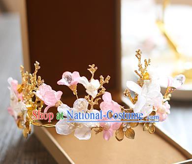 Chinese Traditional Bride Hair Jewelry Accessories Baroque Wedding Flowers Royal Crown for Women