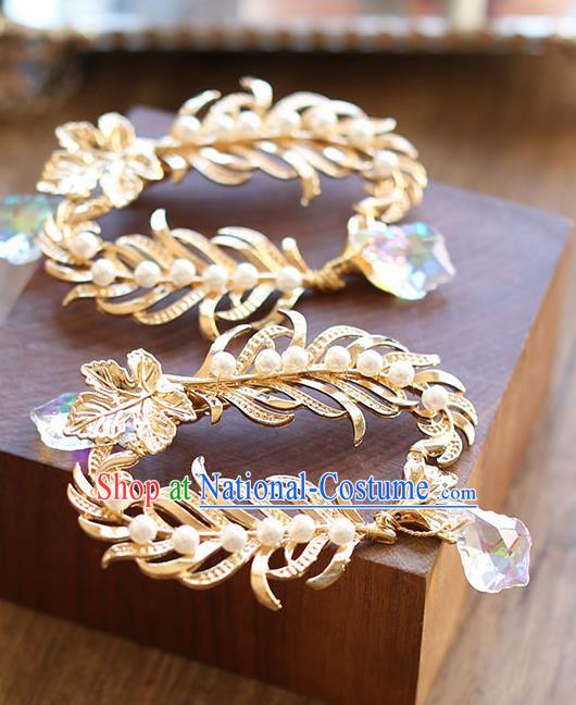 Chinese Traditional Bride Hair Jewelry Accessories Wedding Baroque Retro Golden Hair Stick for Women