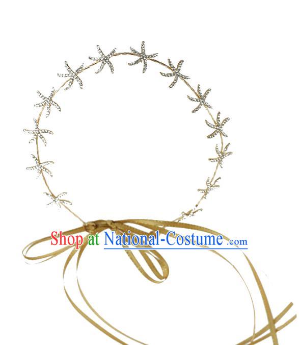 Chinese Traditional Bride Hair Jewelry Accessories Wedding Crystal Starfish Hair Clasp Headwear for Women