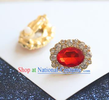 Chinese Traditional Bride Jewelry Accessories Eardrop Princess Wedding Red Crystal Earrings for Women