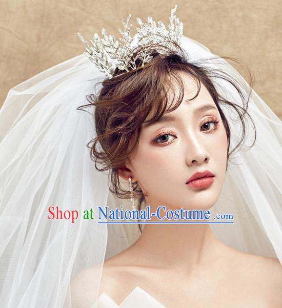 Chinese Traditional Bride Hair Accessories Baroque Princess Headwear Wedding Crystal Jewelry Round Royal Crown for Women