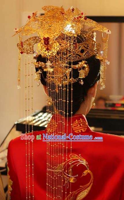 Chinese Hair Jewelry Accessories Xiuhe Suit Hairpins Headwear Headdress Hair Crown for Women