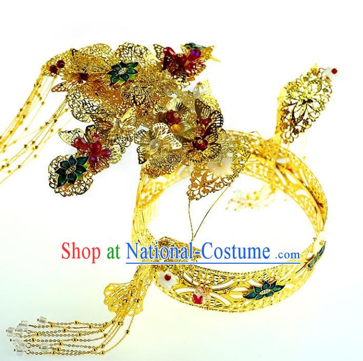 Chinese Hair Jewelry Accessories Xiuhe Suit Hairpins Headwear Headdress Hair Crown for Women