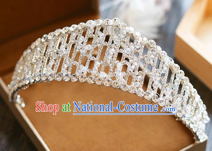 Chinese Traditional Bride Hair Jewelry Accessories Baroque Wedding Crystal Beads Royal Crown for Women