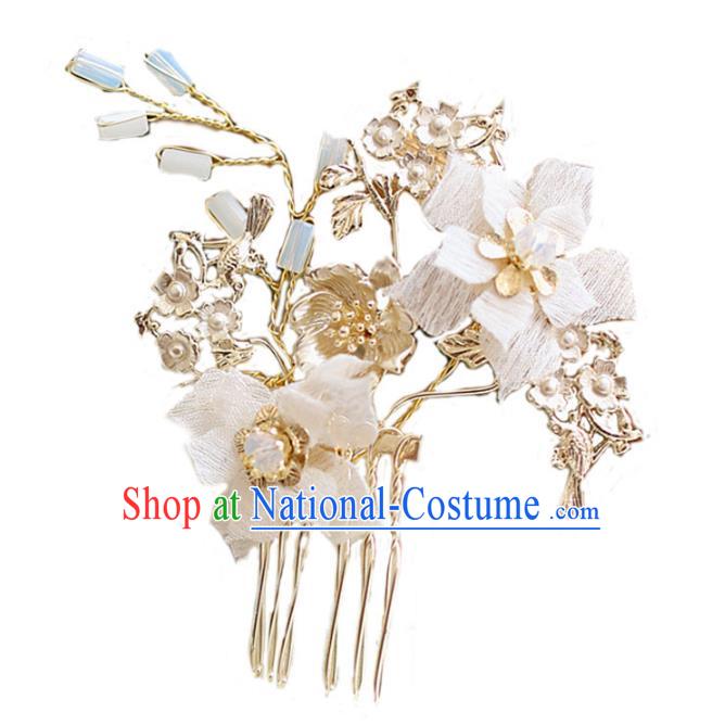 Chinese Traditional Bride Hair Jewelry Accessories Wedding Flowers Hair Comb Headwear for Women