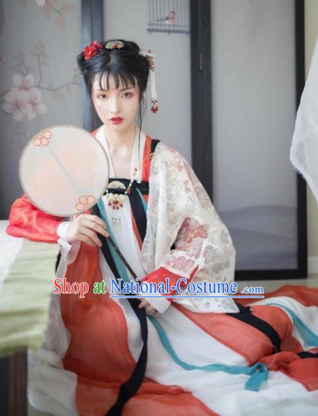 Traditional Chinese Tang Dynasty Imperial Concubine Dress Clothing Ancient Princess Hanfu Embroidered Costume for Women