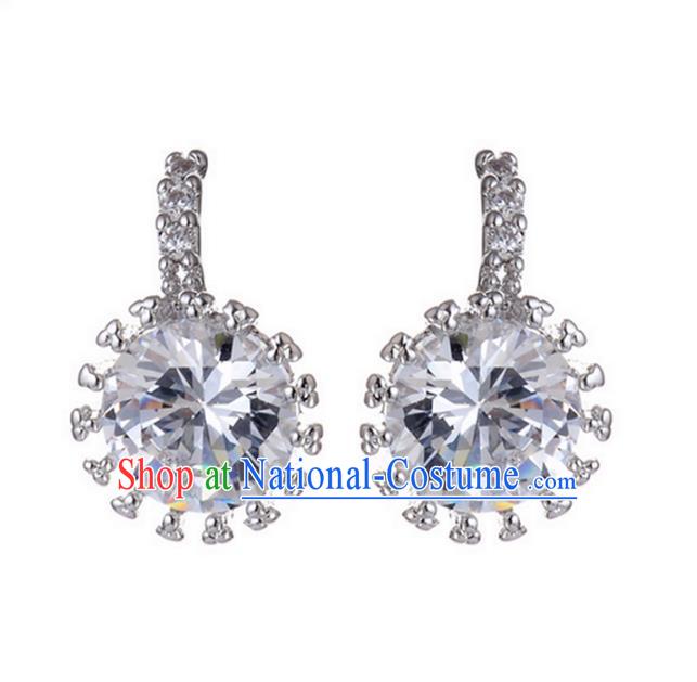 Chinese Traditional Bride Jewelry Accessories Eardrop Princess Wedding Crystal Earrings for Women