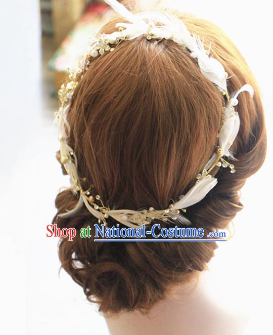 Chinese Traditional Bride Hair Jewelry Accessories Wedding Baroque Feather Hair Clasp for Women