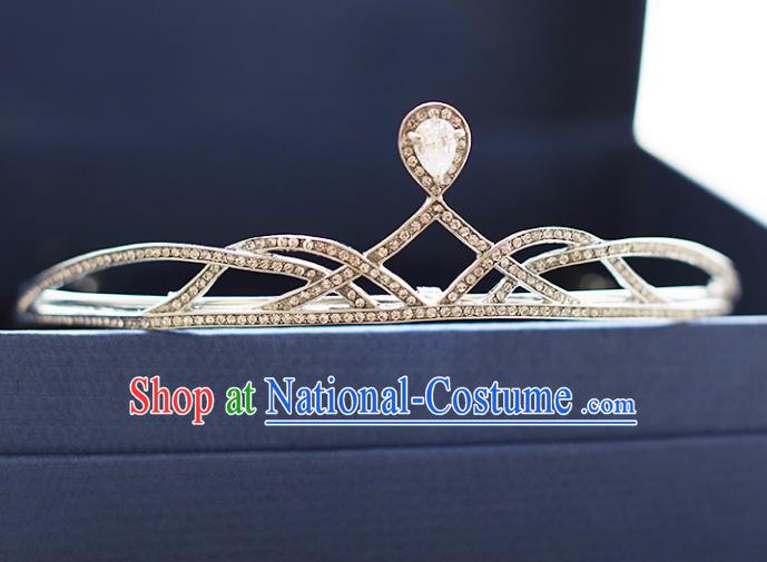 Chinese Traditional Bride Hair Accessories Baroque Princess Zircon Hair Clasp Wedding Crystal Royal Crown for Women