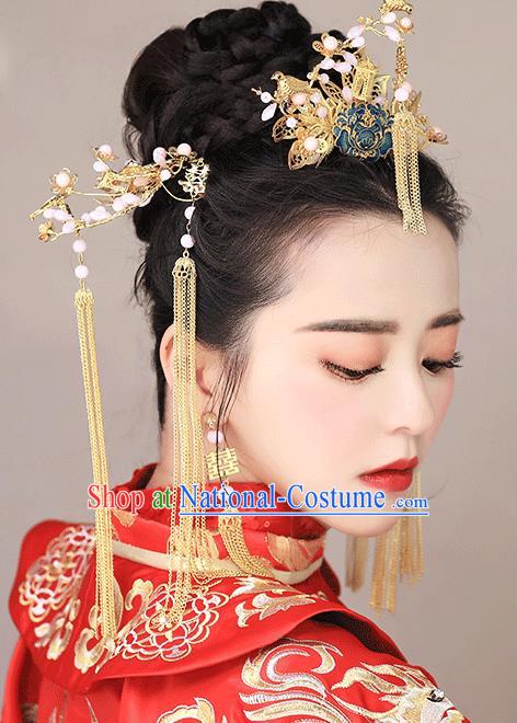 Chinese Hair Jewelry Accessories Xiuhe Suit Hairpins Headwear Headdress Hair Crown for Women