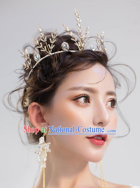 Chinese Traditional Bride Hair Accessories Baroque Princess Hair Clasp Wedding Crystal Royal Crown for Women