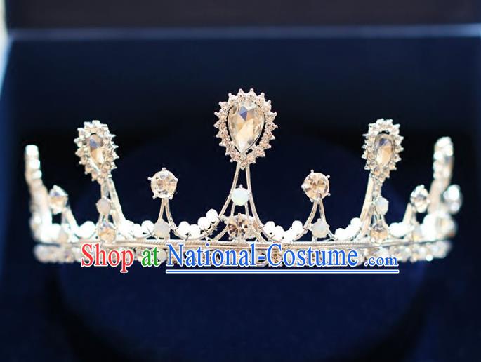 Chinese Traditional Bride Hair Accessories Baroque Queen Hair Clasp Wedding Crystal Royal Crown for Women