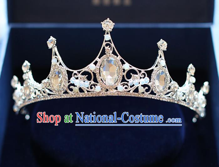 Chinese Traditional Bride Hair Accessories Baroque Queen Hair Clasp Wedding Crystal Royal Crown for Women