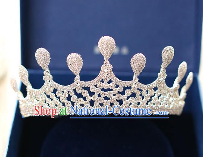 Chinese Traditional Hair Accessories Baroque Bride Hair Clasp Wedding Crystal Royal Crown for Women