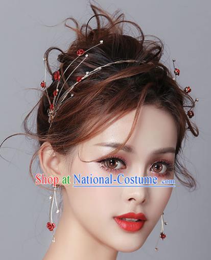 Chinese Traditional Bride Hair Jewelry Accessories Wedding Baroque Retro Rose Hair Clasp for Women