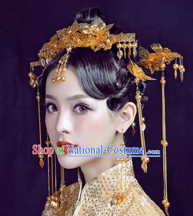 Chinese Hair Jewelry Accessories Xiuhe Suit Hairpins Headwear Headdress Hair Crown for Women