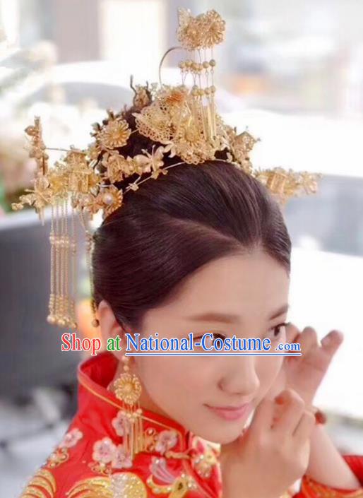 Chinese Hair Jewelry Accessories Xiuhe Suit Hairpins Headwear Headdress Hair Crown for Women