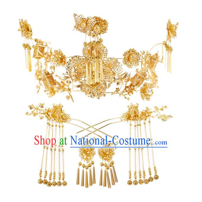 Chinese Hair Jewelry Accessories Xiuhe Suit Hairpins Headwear Headdress Hair Crown for Women