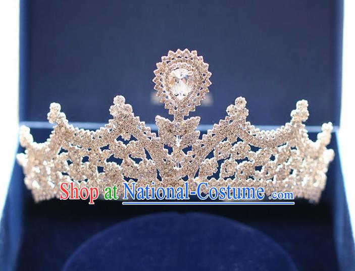 Chinese Traditional Hair Accessories Baroque Bride Hair Clasp Wedding Princess Extravagant Crystal Royal Crown for Women