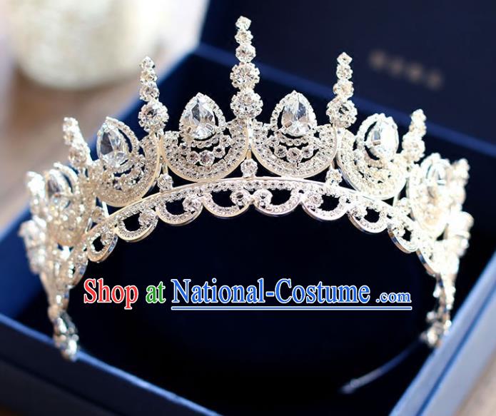 Chinese Traditional Hair Accessories Baroque Bride Wedding Princess Extravagant Crystal Royal Crown for Women