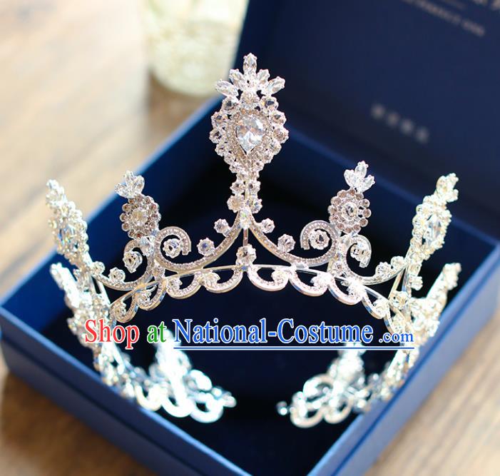 Chinese Traditional Hair Accessories Baroque Wedding Bride Crystal Royal Crown for Women