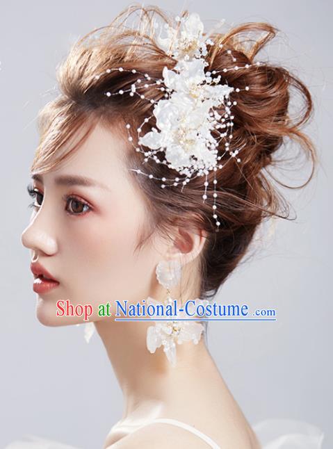 Chinese Traditional Bride Hair Jewelry Accessories Wedding Baroque Retro White Shell Flowers Hair Clasp for Women