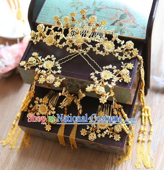 Chinese Hair Jewelry Accessories Xiuhe Suit Hairpins Headwear Headdress Hair Crown for Women