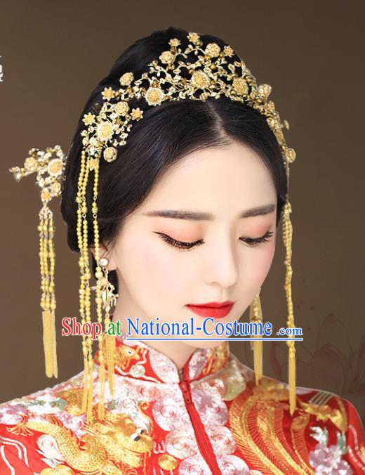 Chinese Hair Jewelry Accessories Xiuhe Suit Hairpins Headwear Headdress Hair Crown for Women