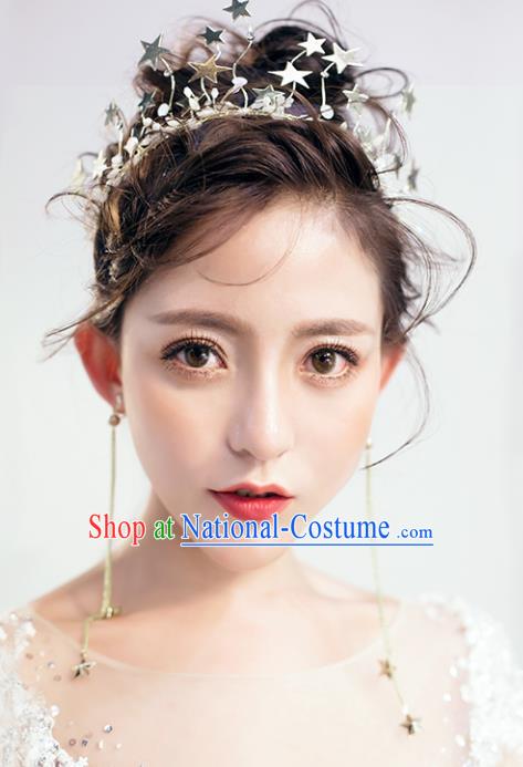 Chinese Traditional Hair Accessories Baroque Stars Hair Clasp Wedding Bride Crystal Royal Crown for Women