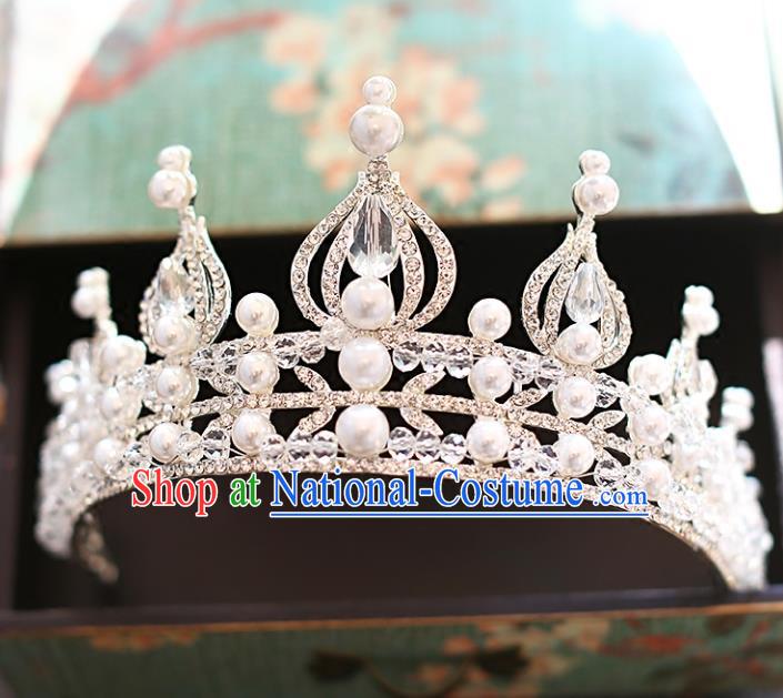 Chinese Traditional Hair Accessories Baroque Bride Hair Clasp Wedding Princess Crystal Royal Crown for Women