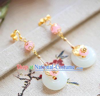 Chinese Traditional Bride Jewelry Accessories Eardrop Princess Wedding Hanfu Jade Earrings for Women