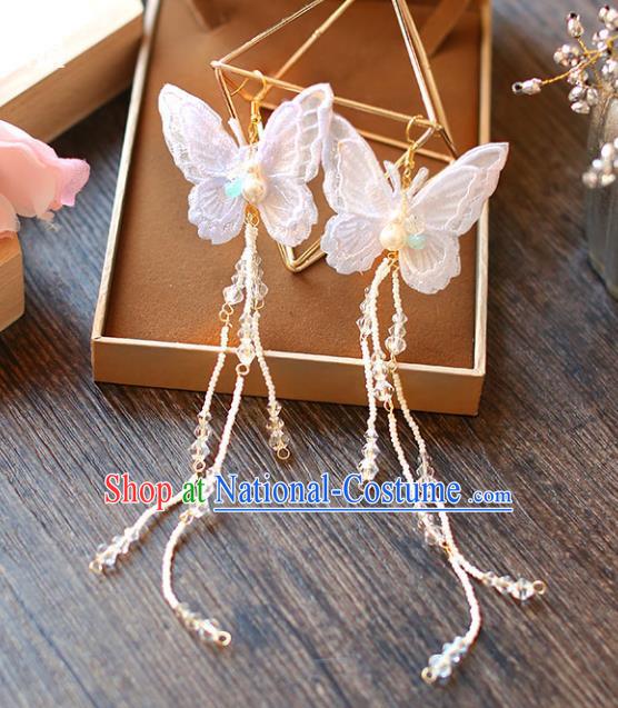 Chinese Traditional Bride Jewelry Accessories Eardrop Princess Wedding Butterfly Tassel Earrings for Women