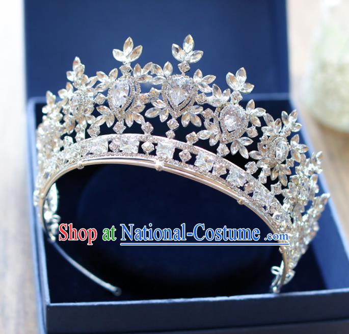 Chinese Traditional Hair Accessories Baroque Queen Hair Clasp Wedding Bride Palace Crystal Royal Crown for Women