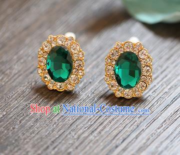 Chinese Traditional Bride Jewelry Accessories Earrings Princess Wedding Green Crystal Eardrop for Women