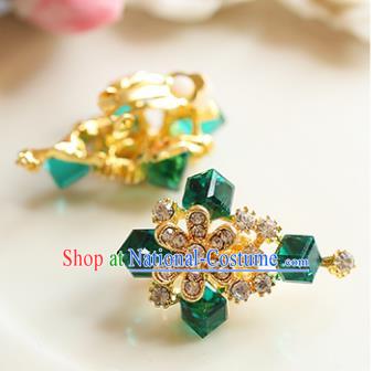 Chinese Traditional Bride Jewelry Accessories Earrings Princess Wedding Green Crystal Flowers Eardrop for Women