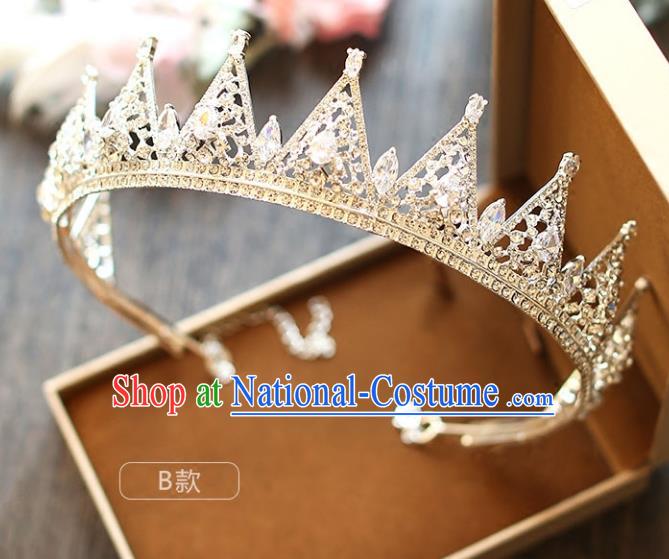 Chinese Traditional Wedding Hair Accessories Baroque Princess Hair Clasp Palace Bride Crystal Royal Crown for Women