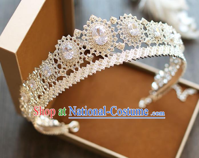 Chinese Traditional Wedding Hair Accessories Baroque Princess Hair Clasp Palace Bride Crystal Royal Crown for Women