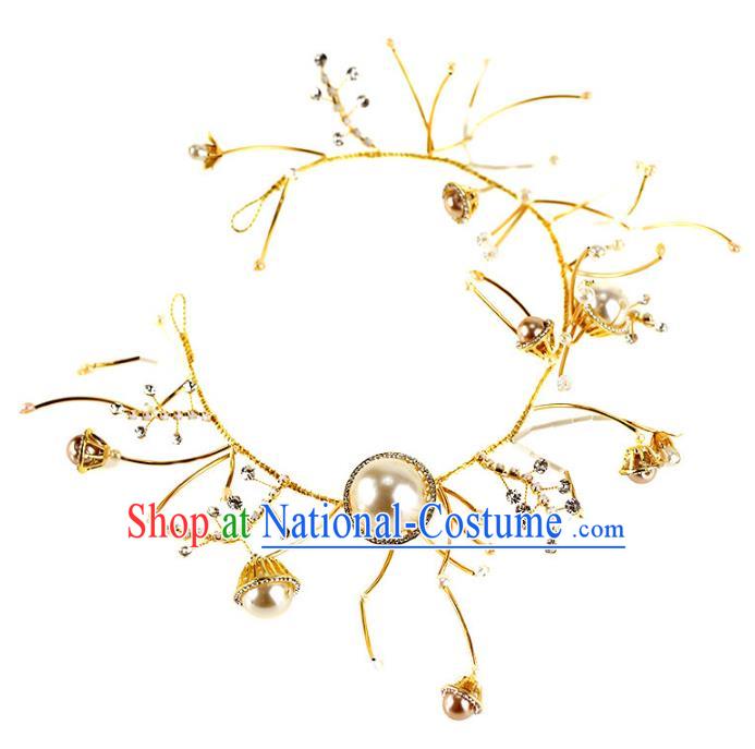 Chinese Traditional Bride Hair Accessories Wedding Pearls Hair Clasp for Women